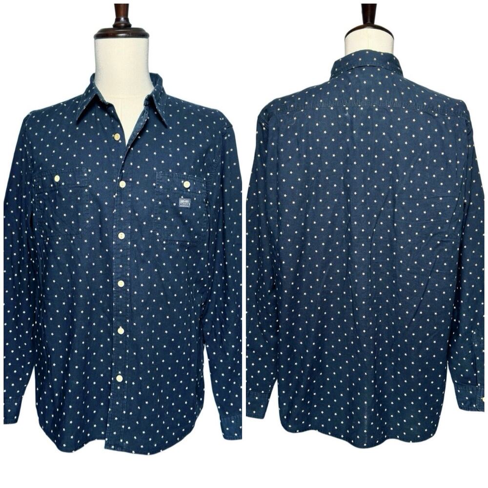 Denim & Supply Ralph Lauren | Men | Navy Star Print Cotton Button Up Shirt | XL